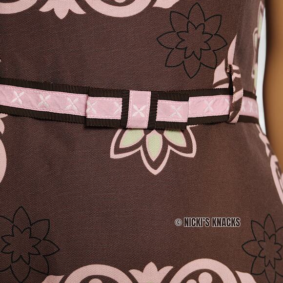 Anthropologie Beth Bowley Silk Blend Floral Shirt Dress Brown Pink Belted Size 4 - Picture 4 of 9